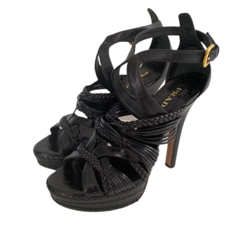 Sandália Salto Prada Preto-38 Sandália Salto Prada Preto-38