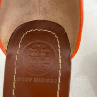 Sandália Tory Burch Couro Laranja Logo - Nunca Usada - 36