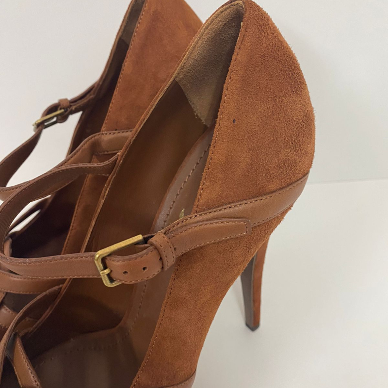 Sandália Yves Saint Laurent Suede Caramelo - 38