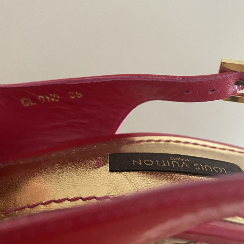 Sandália Louis Vuitton Anabela Verniz Rosa Pink - 35