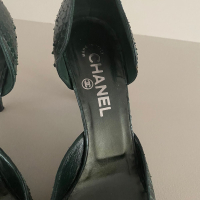 Peep Toe Chanel Python Verde 39