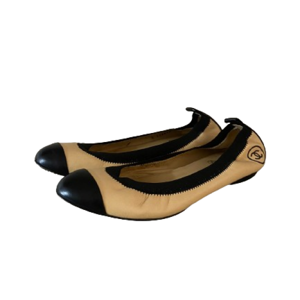 Sapatilha Chanel Couro Bege-35