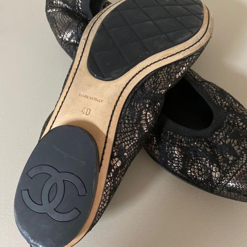 Sapatilha Chanel Metalizada-38