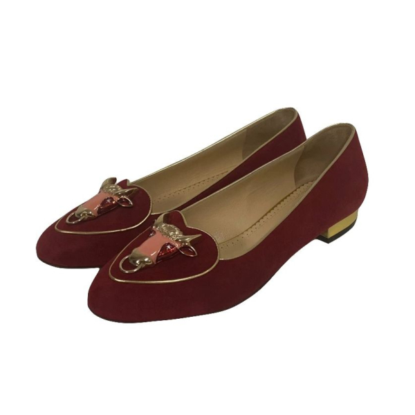 Sapatilha Charlotte Olympia Taurus Suede Vinho-35