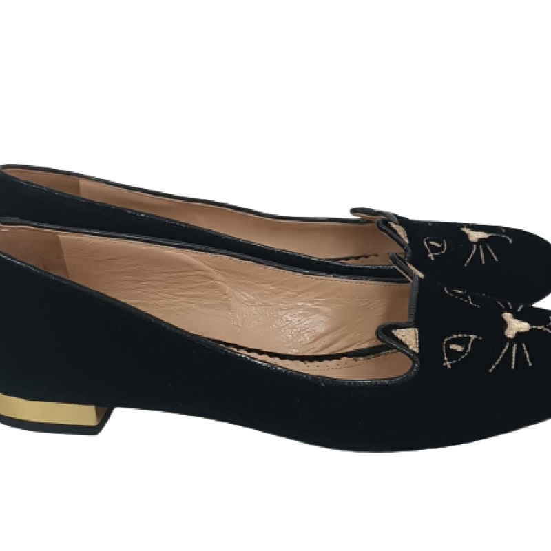 Sapatilha Charlotte Olympia Veludo Preto - 39 Sapatilha Charlotte Olympia Veludo Preto - 39