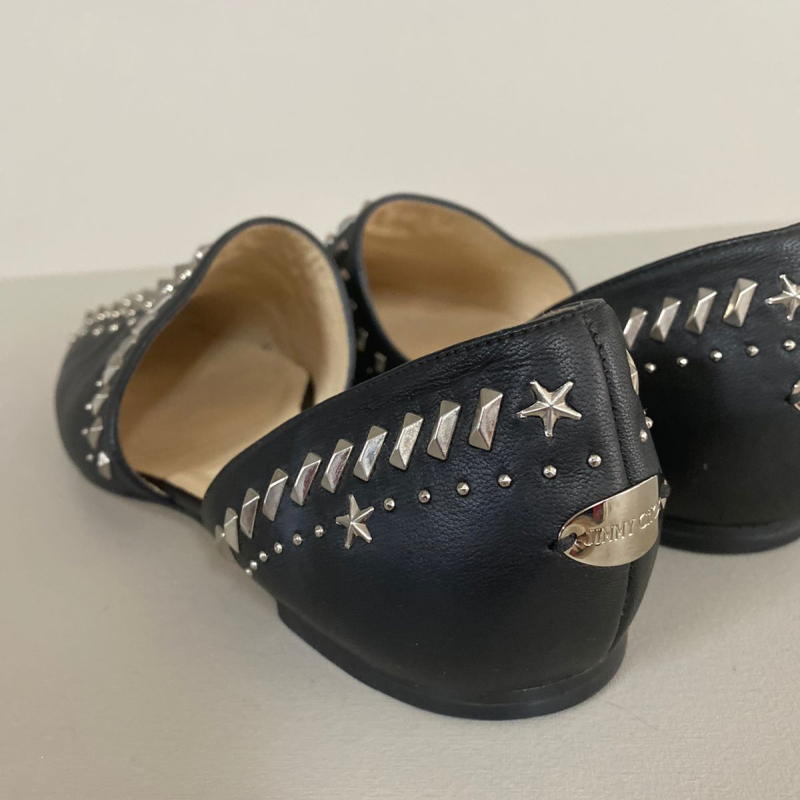Sapatilha Jimmy Choo Leather Cutout Accent D'Orsay - 38 Sapatilha Jimmy Choo Leather Cutout Accent D'Orsay - 38