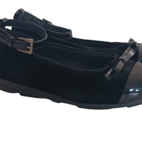 Sapatilha Prada Peep Toe Veludo Preta Infantil 29