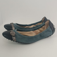 Sapatilha Tod's Suede Verde Cap Toe Couro preto - Nunca Usada 38