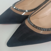 Scarpin Christian Louboutin Cetim Preto Embellished - 36