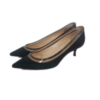 Scarpin Christian Louboutin Cetim Preto Embellished - 36