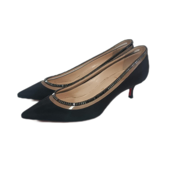 Scarpin Christian Louboutin Cetim Preto Embellished - 36