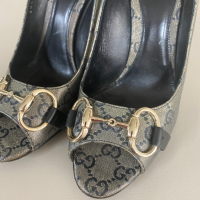 Sapato Gucci peep toe canvas monograma - 36