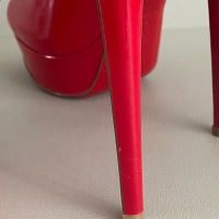 Sapato Peep Toe Christian Louboutin Verniz Vermelho-38