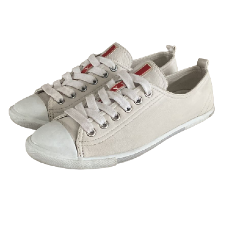 Tênis Prada em Couro Branco-34 Tênis Prada em Couro Branco-34