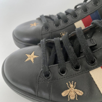 Sneakers Gucci Ace Bordado Couro Preto - 36