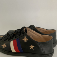 Sneakers Gucci Ace Bordado Couro Preto - 36