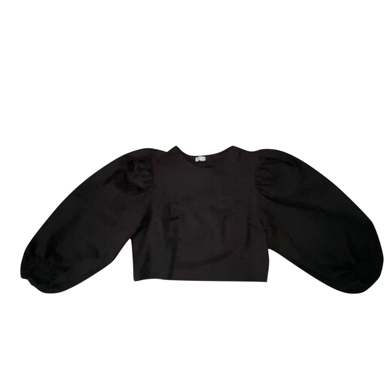 Top Com Mangas Longas Punho Franzido Zen - Nunca Usada Preta - M