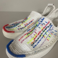 Tênis Slip On Amrose Crochê Branco Colorido-36