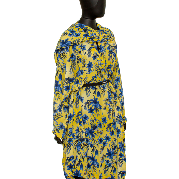 Vestido Balenciaga Amarelo Estampa Flores Azul