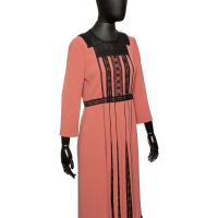 Vestido Bottega Veneta Longo Nude Renda Preto - 40