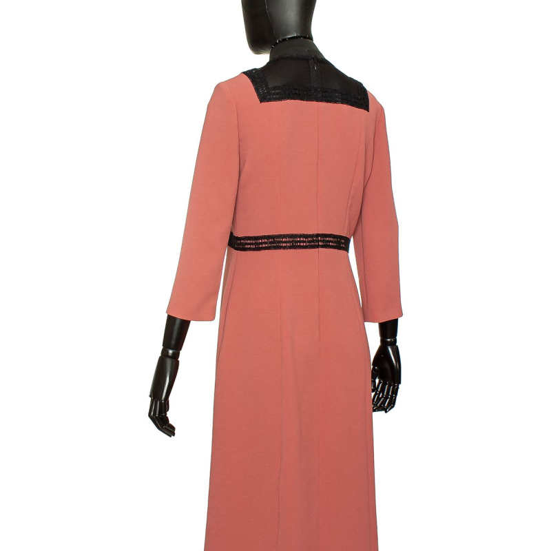 Vestido Bottega Veneta Longo Nude Renda Preto - 40 Vestido Bottega Veneta Longo Nude Renda Preto - 40