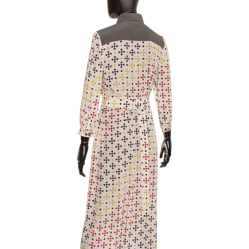 Vestido Bottega Veneta Seda Nude Quadriculado - 38