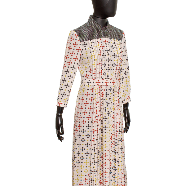 Vestido Bottega Veneta Seda Nude Quadriculado - 38