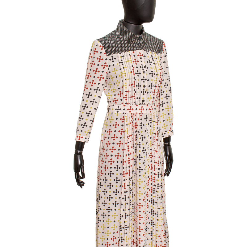 Vestido Bottega Veneta Seda Nude Quadriculado - 38