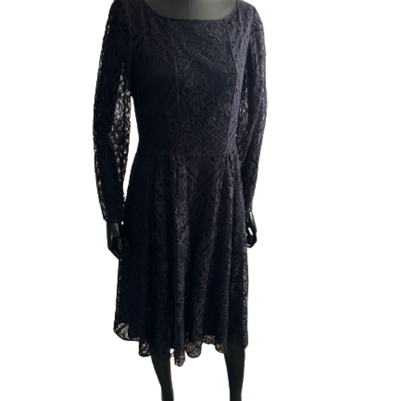 Vestido Burberry Renda Azul-40 Vestido Burberry Renda Azul-40