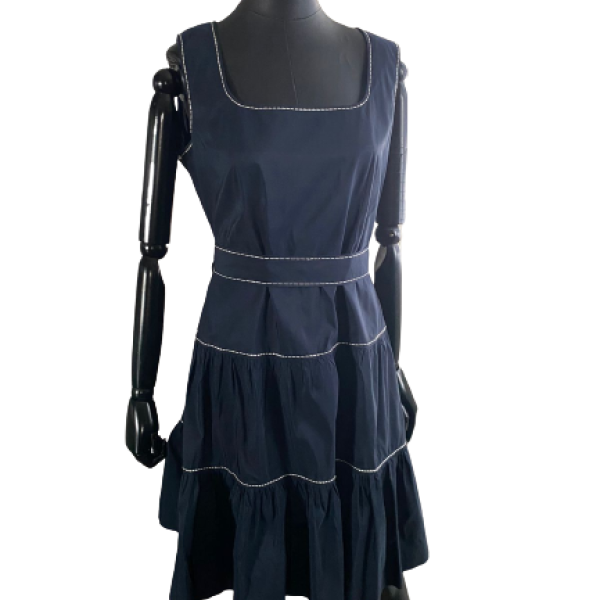 Vestido Carolina Herrera CH Azul Marinho-42 Vestido Carolina Herrera CH Azul Marinho-42