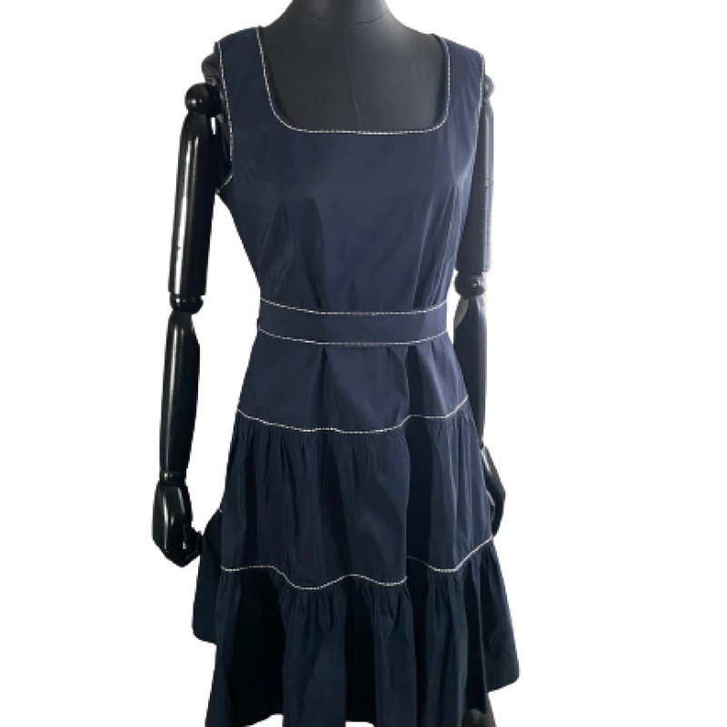 Vestido Carolina Herrera CH Azul Marinho-42 Vestido Carolina Herrera CH Azul Marinho-42