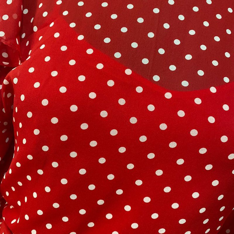 Vestido Carolina Herrera Seda Vermelho Poá - PP