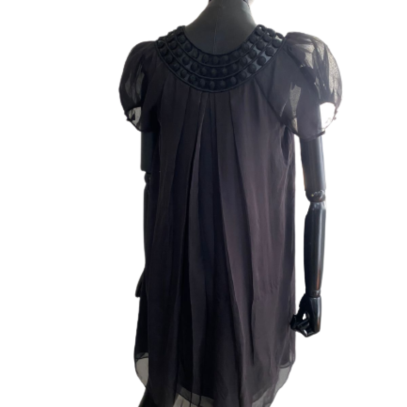 Vestido Catherine Malandrino Seda Preta-36 Vestido Catherine Malandrino Seda Preta-36