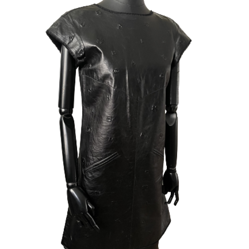 Vestido Chanel Preto Couro 36 Vestido Chanel Preto Couro 36