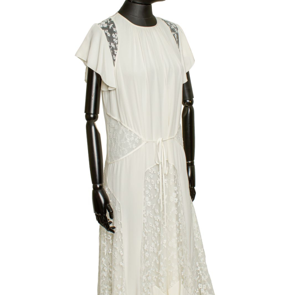 Vestido Chloé Seda Renda Off-White-36 Vestido Chloé Seda Renda Off-White-36