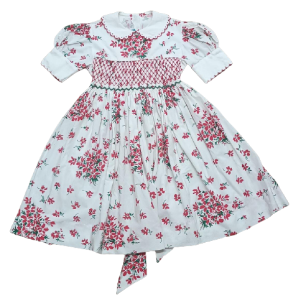 Vestido D. Porthault Branco Florido Infantil 6A
