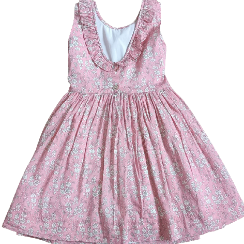 Vestido D. Porthault Branco Florido Infantil 6A Vestido D. Porthault Branco Florido Infantil 6A