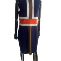 Vestido Diane Von Furstenberg Azul Detalhes Tricolor-44