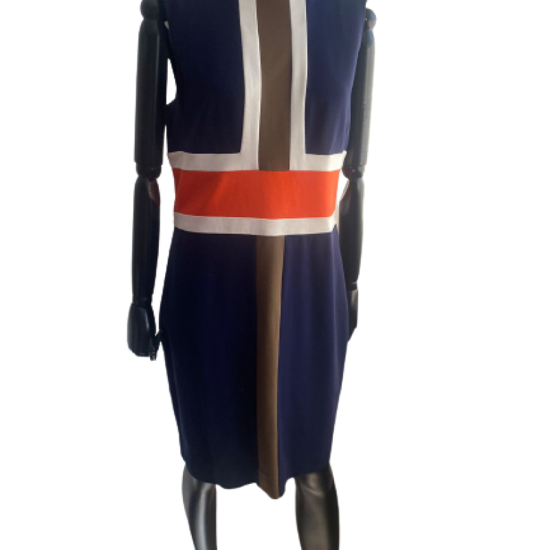 Vestido Diane Von Furstenberg Azul Detalhes Tricolor-44 Vestido Diane Von Furstenberg Azul Detalhes Tricolor-44