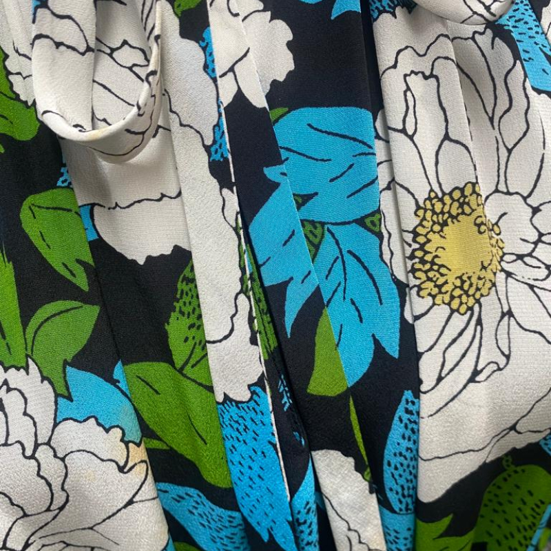 Vestido Diane Von Furstenberg Seda Florido Verde-P