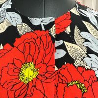 Vestido Diane Von Furstenberg Seda Florido Vermelho e Preto-40