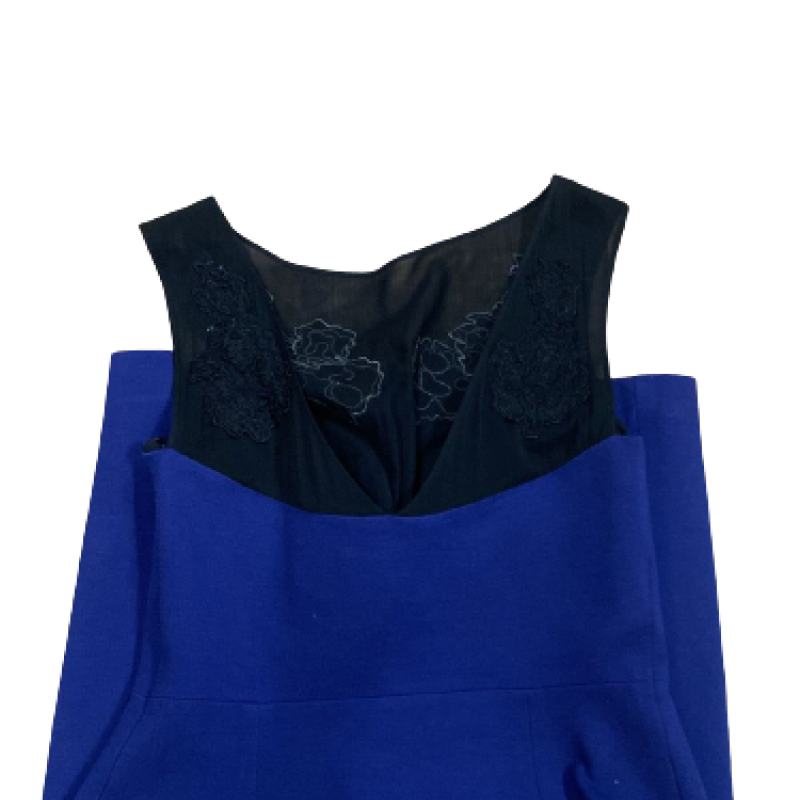 Vestido Emilio Pucci Azul Detalhe Renda Preta-38 Vestido Emilio Pucci Azul Detalhe Renda Preta-38