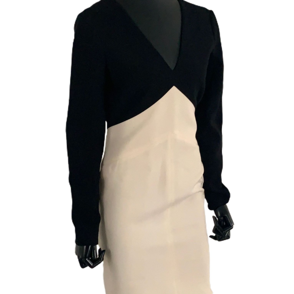 Vestido Emílio Pucci Manga Longa Off-White Com Preto