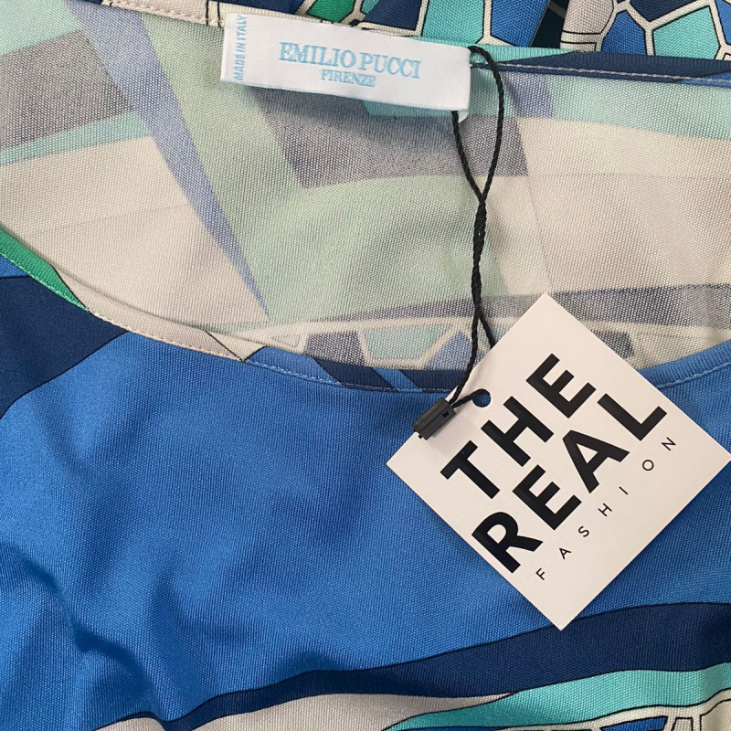 Vestido Emílio Pucci Seda Estampado - Azul e Verde - 92RI60 - 40