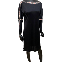 Vestido Emilio Pucci Seda Preto Detalhe Estampado Rosa - 38