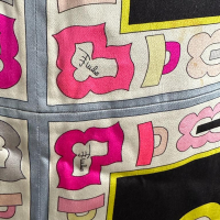 Vestido Emilio Pucci Seda Preto Detalhe Estampado Rosa e Amarelo-38