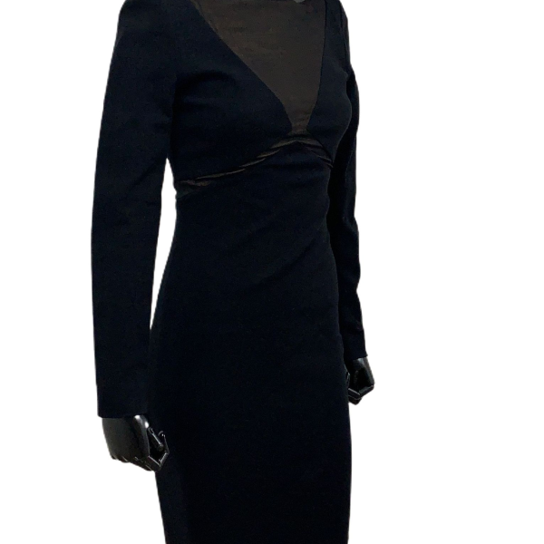 Vestido Emilio Pucci Tecido Manga Longa Preta - Detalhe Seda Bege