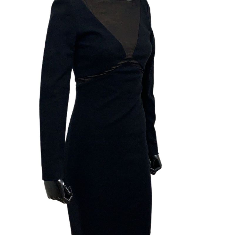 Vestido Emilio Pucci Tecido Manga Longa Preta - Detalhe Seda Bege