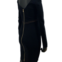 Vestido Emilio Pucci Tecido Manga Longa Preta - Detalhe Seda Bege