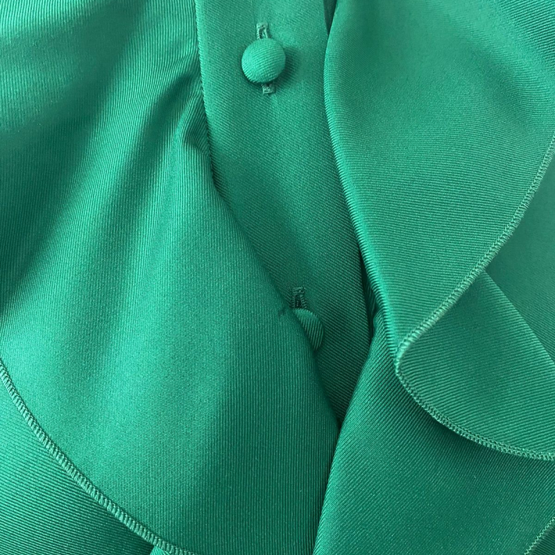 Vestido Gucci Longo Seda Verde Babado - 42  Vestido Gucci Longo Seda Verde Babado - 42